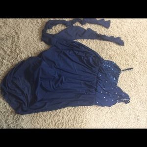 Adult S blue lyrical dance costume dress rhineston